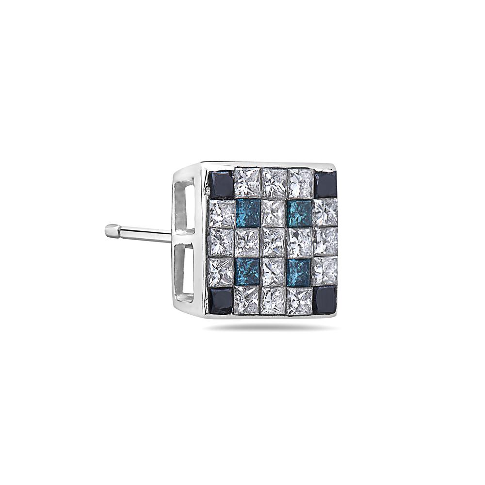 14K White Gold Ladies Earrings With Round Shaped Diamonds