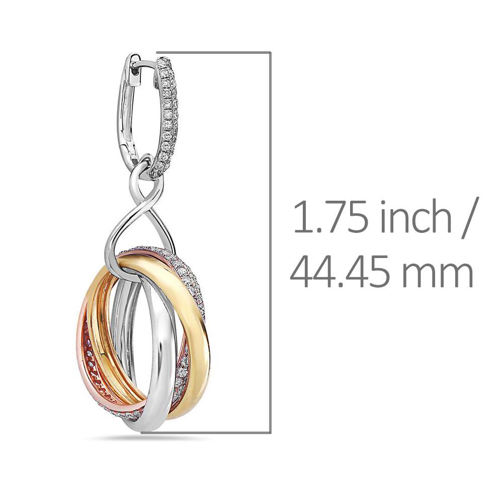 18K Yellow Gold Ladies Earrings With Round Shaped Diamonds