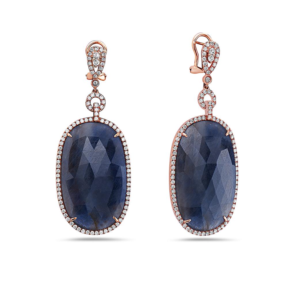 18K Rose Gold Ladies Earrings With Diamonds