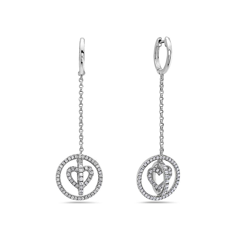 18K White Gold Ladies Earrings With Round Shaped Diamonds