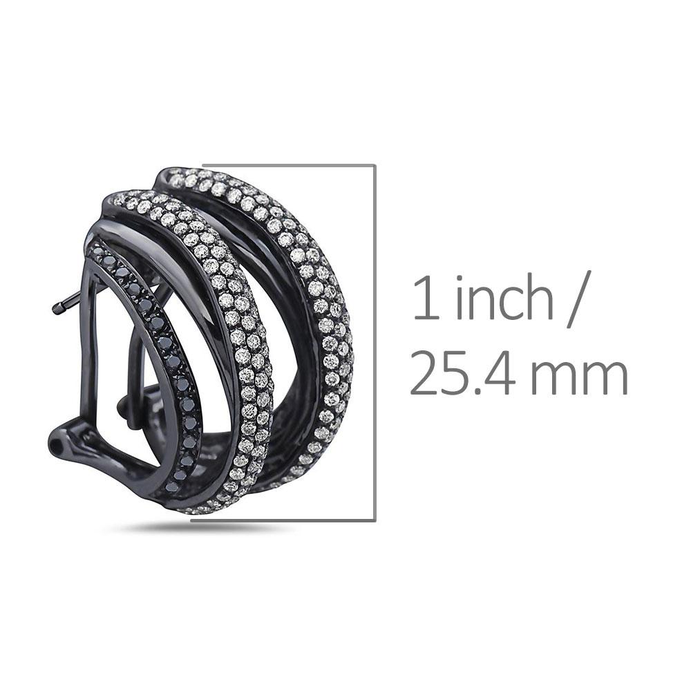 18K Black Gold Ladies Earrings Diamonds