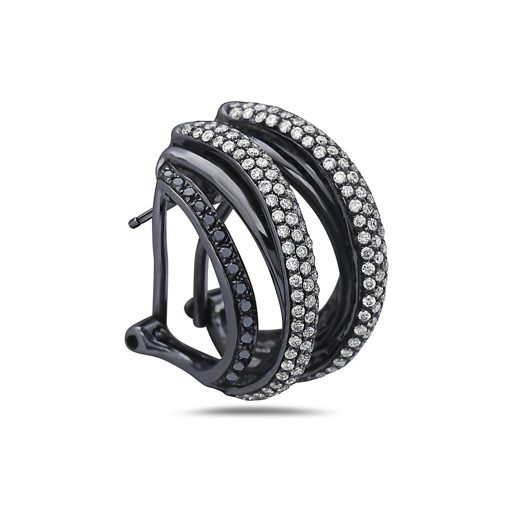 18K Black Gold Ladies Earrings Diamonds