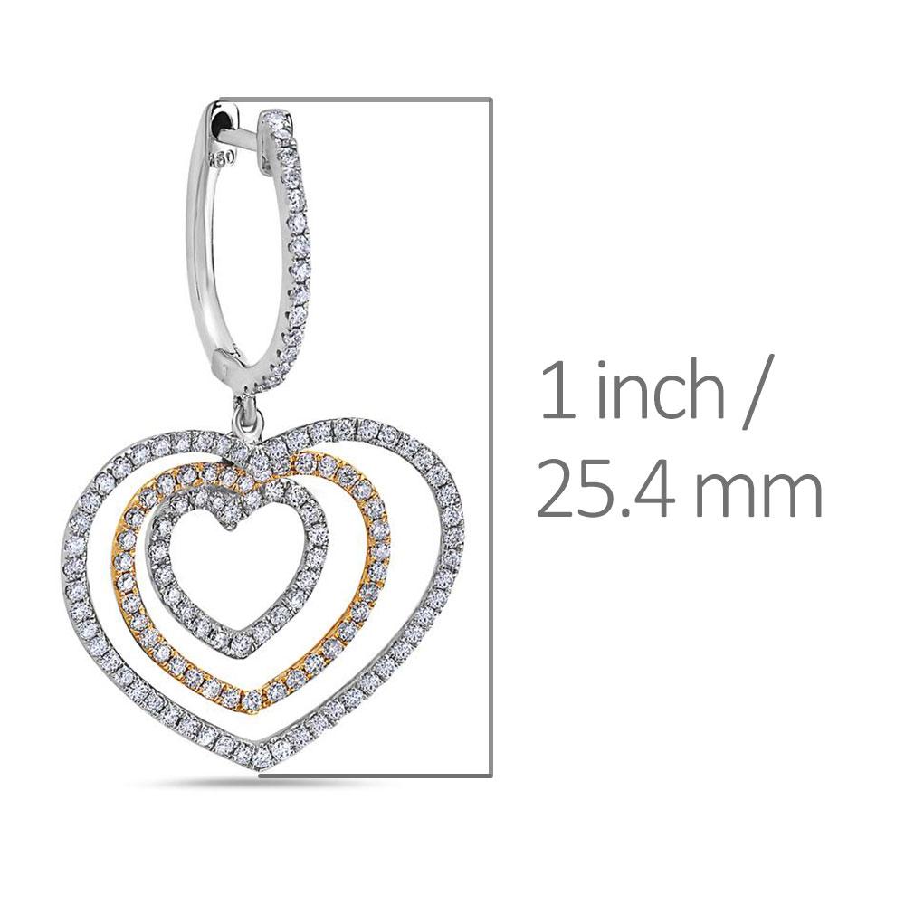 18K White Gold Ladies Heart Shaped Earrings With White Diamonds