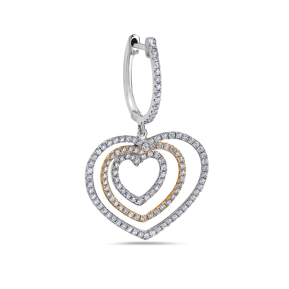 18K White Gold Ladies Heart Shaped Earrings With White Diamonds