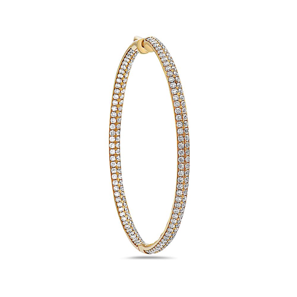 18K Yellow Gold Ladies Earrings With 4.25 CT Diamonds