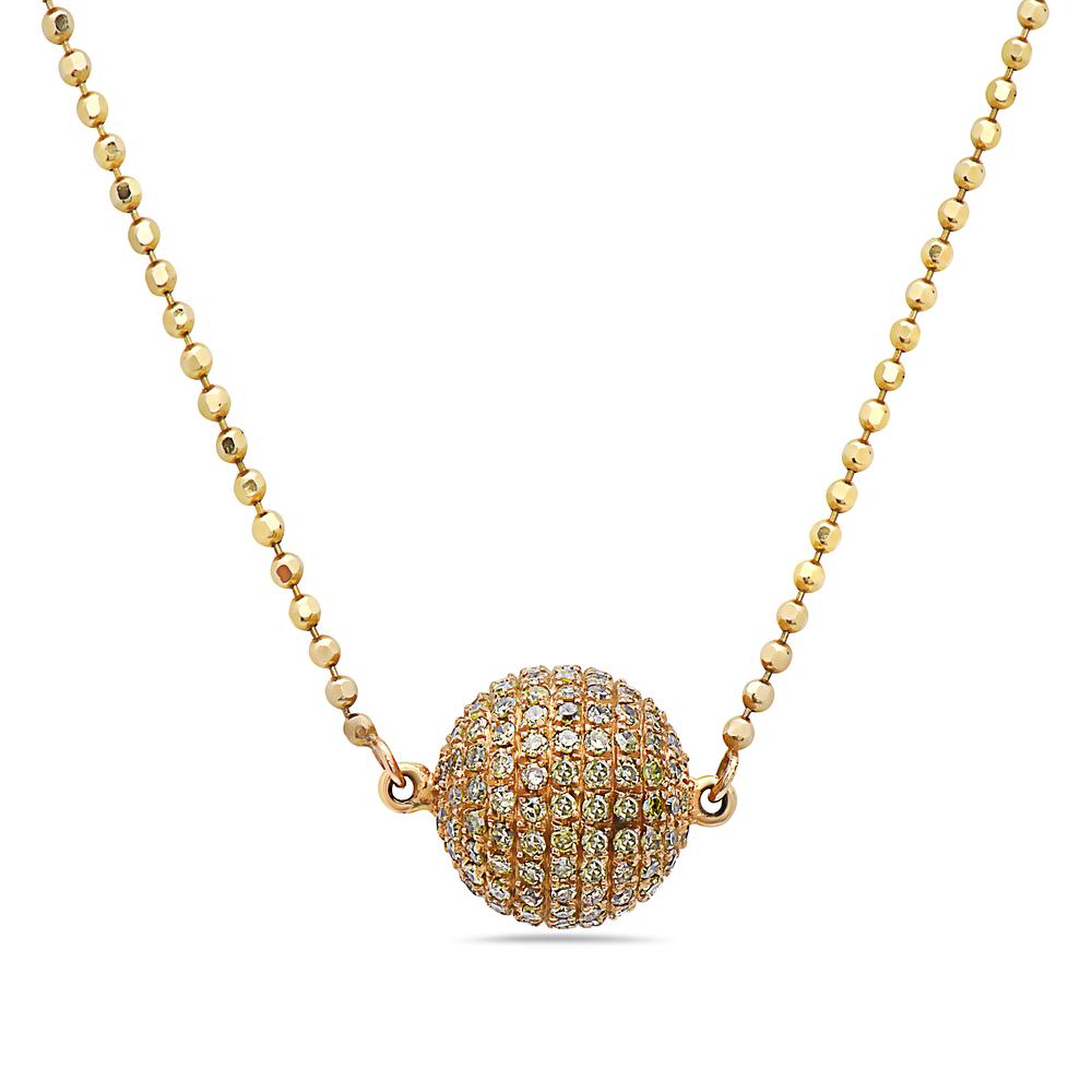 18K Yellow Gold Fireball Women's Necklace With 0.18 CT Diamonds