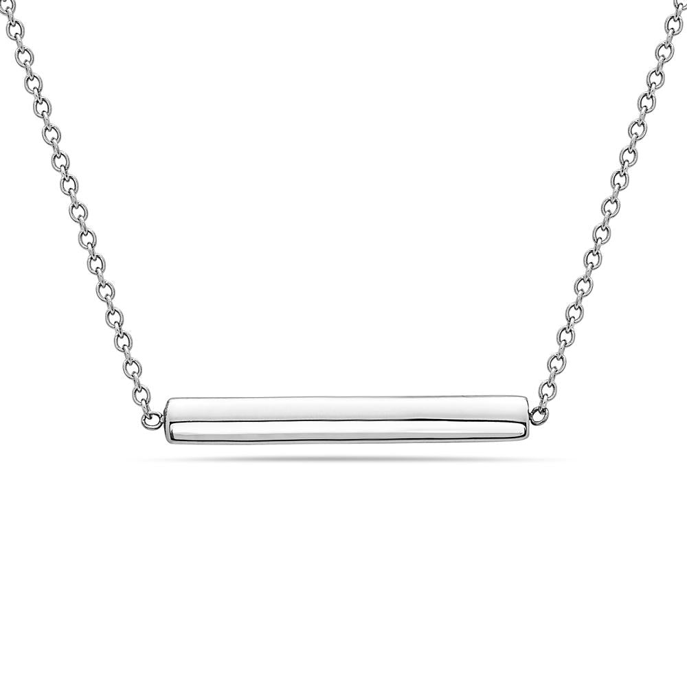 18K White Gold Floating Bar Women's Necklace