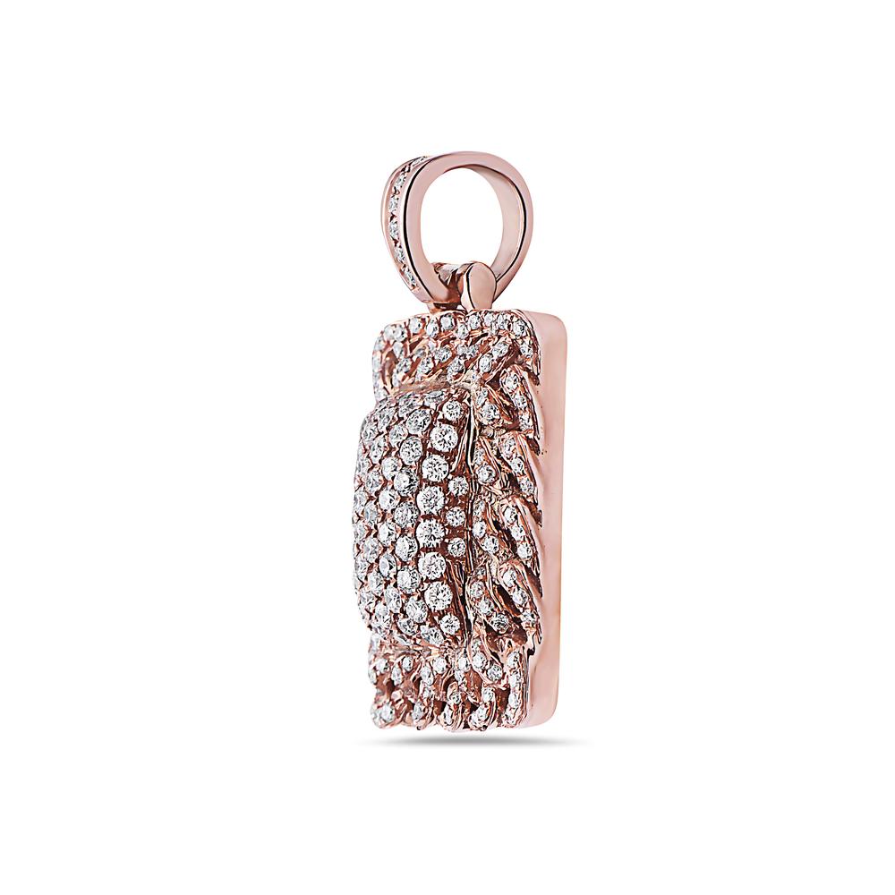 14K Rose Gold Cuban Link Dog Tag with 1.00 CT Diamonds