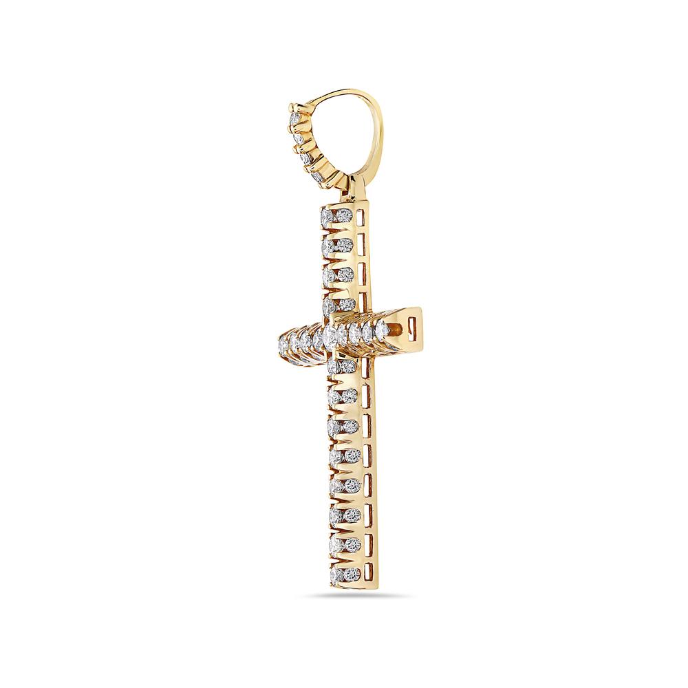 14K Yellow Gold Cross Pendant with 5.70 CT Diamonds
