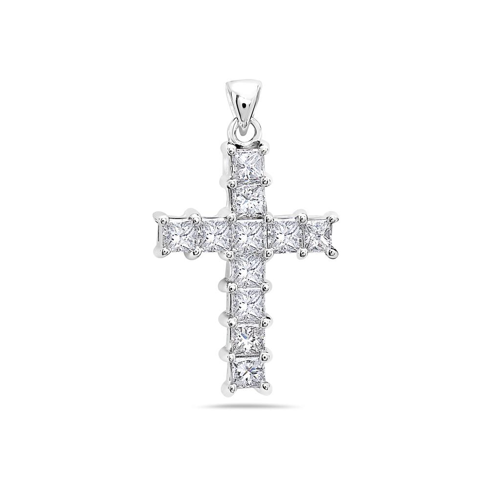 Unisex 14K White Gold Cross Pendant with 1.60 CT Diamonds