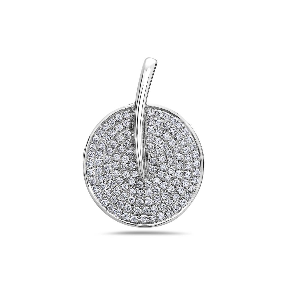 14K White Gold Hand Fan Women's Pendant with 0.56CT Diamonds
