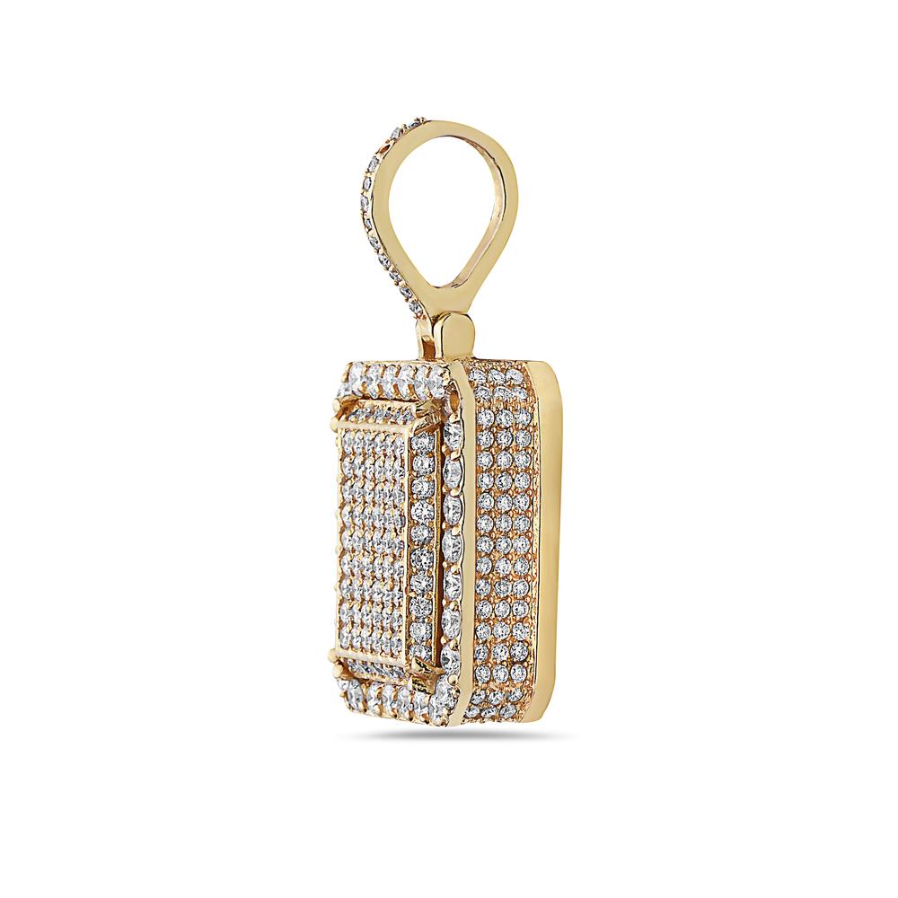 Men's 14K Yellow Gold Box Pendant with 5.80 CT Diamonds