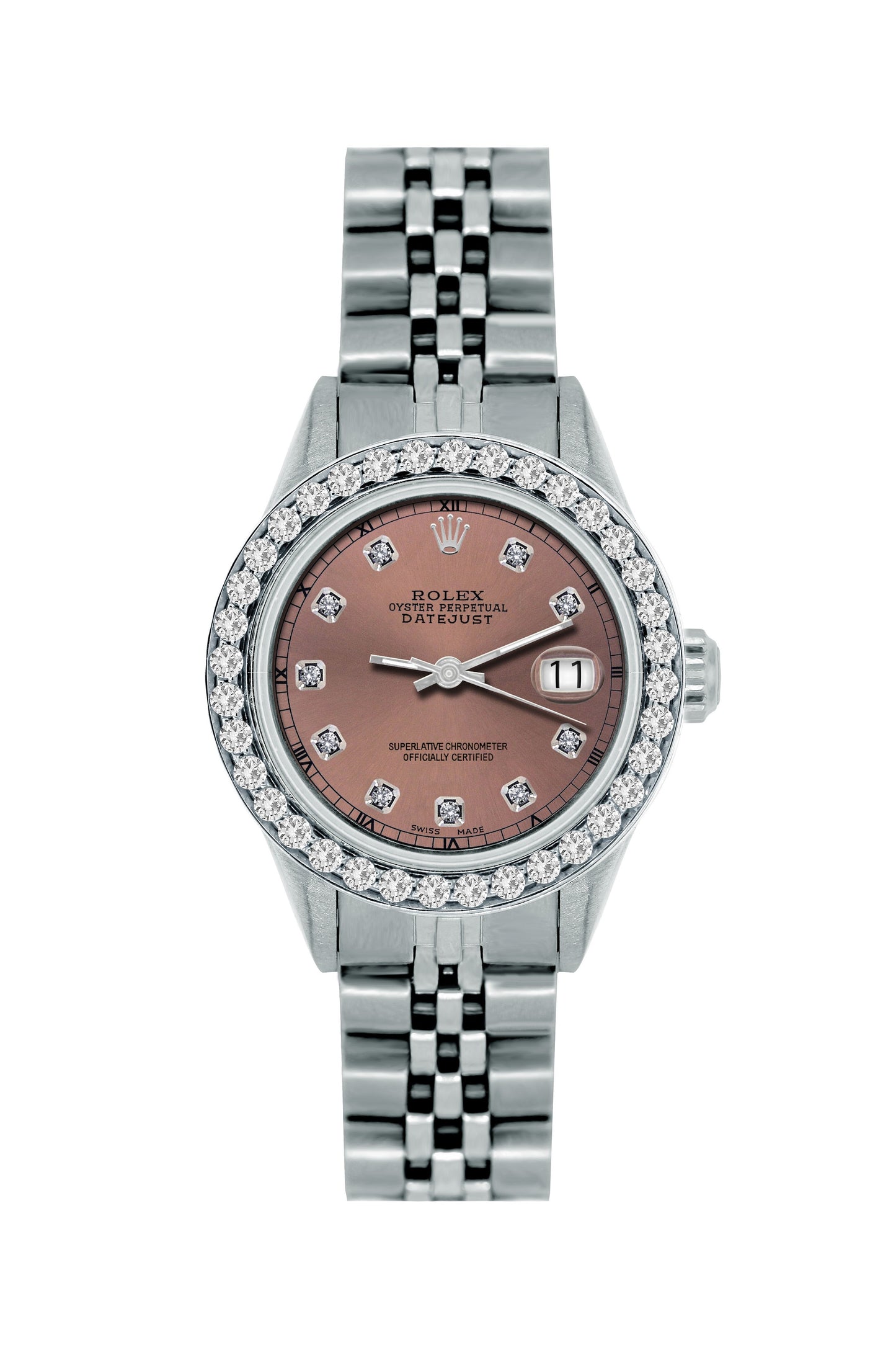 Rolex Datejust Diamond Watch, 26mm, Stainless SteelBracelet Dark Chestnut Dial w/ Diamond Bezel