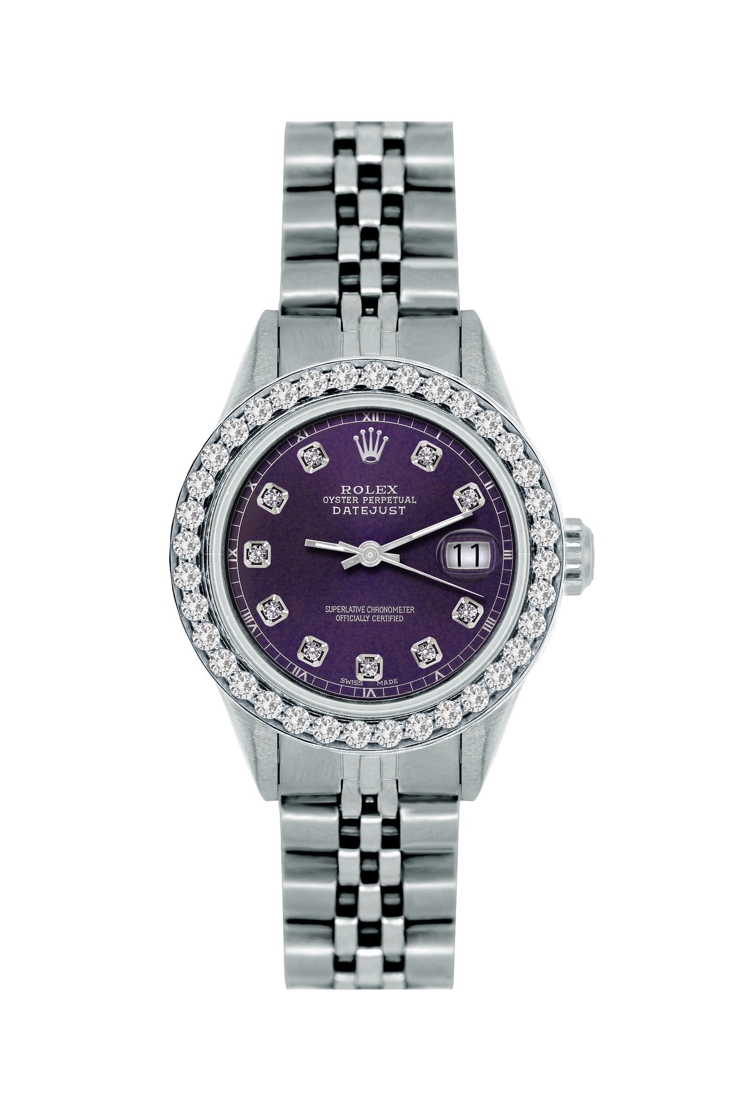 Rolex Datejust Diamond Watch, 26mm, Stainless SteelBracelet Black Rock Dial w/ Diamond Bezel