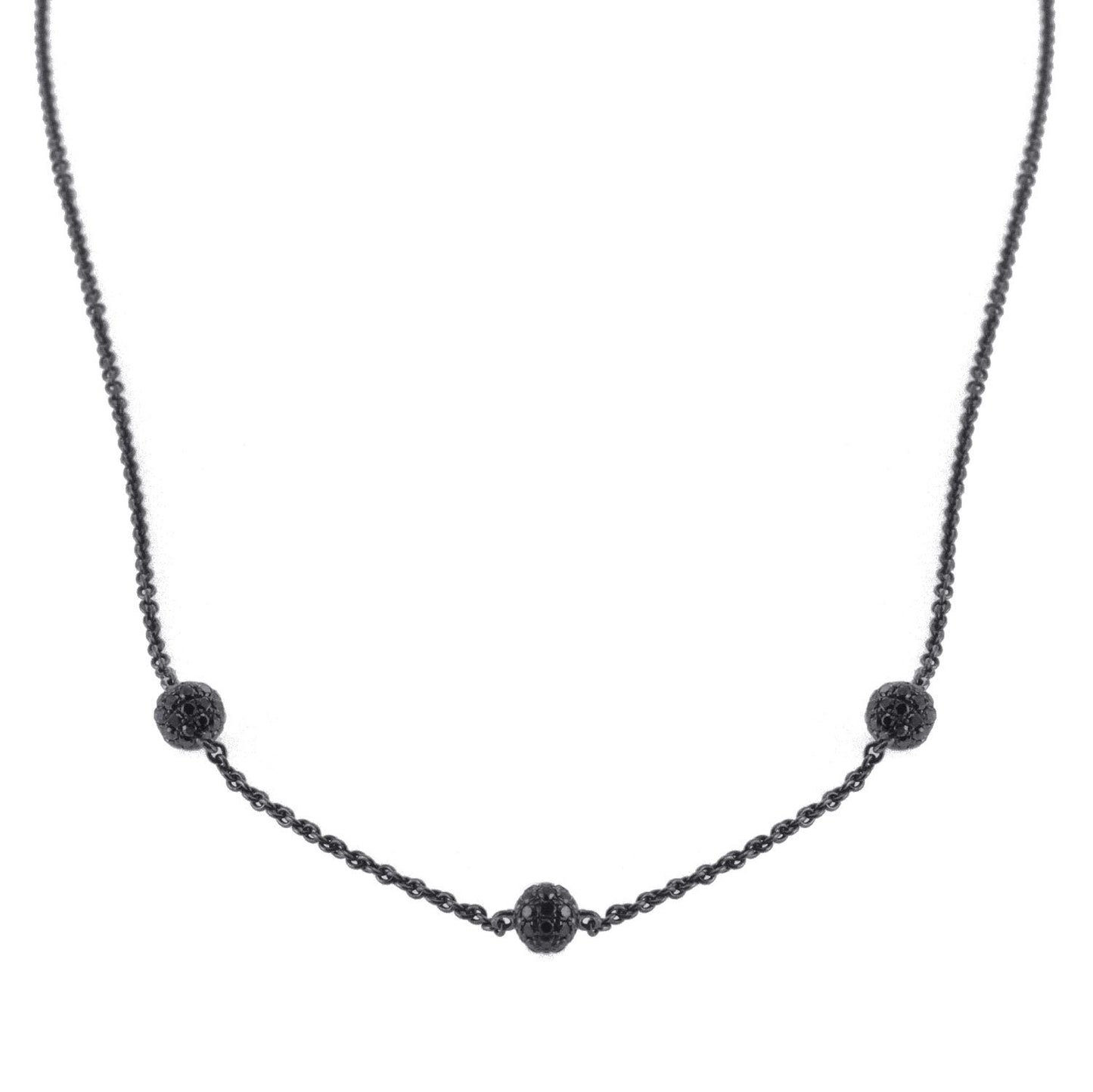 14K PVD Coated Chain with Diamond Balls Total CT Weight is 1.35CT