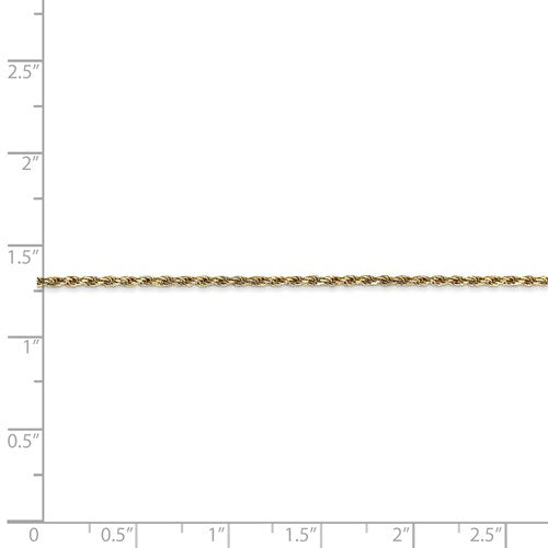 14k Yellow Gold 1.3mm Solid Machine-Made with Lobster Rope Chain Available Sizes 6"-30"