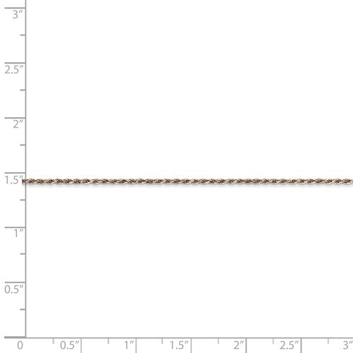 14K Rose Gold 1.0mm Rope Available Sizes in 9"-30"