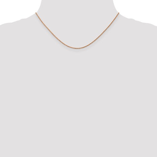 14K Rose Gold 1.0mm Rope Available Sizes in 9"-30"