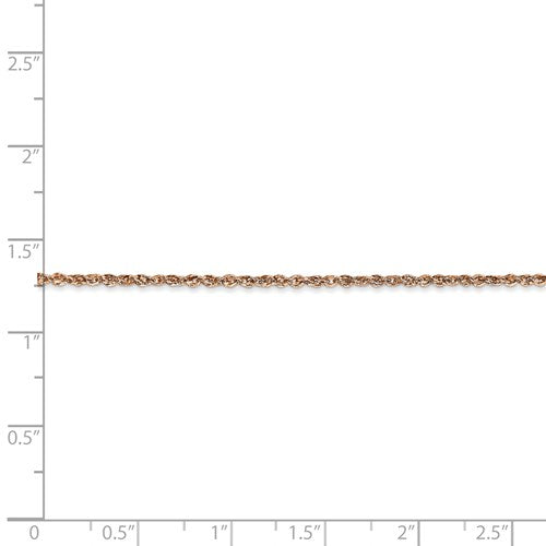 14K Rose Gold 1.7mm Ropa Chain Anklet Available Sizes 9"-24"