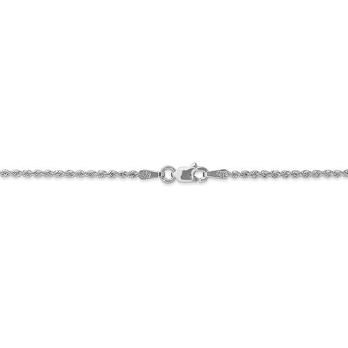 14k White Gold 1.5mm Regular Rope Chain Available Sizes 7"-30"