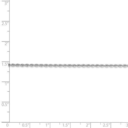 14k White Gold 1.5mm Regular Rope Chain Available Sizes 7"-30"
