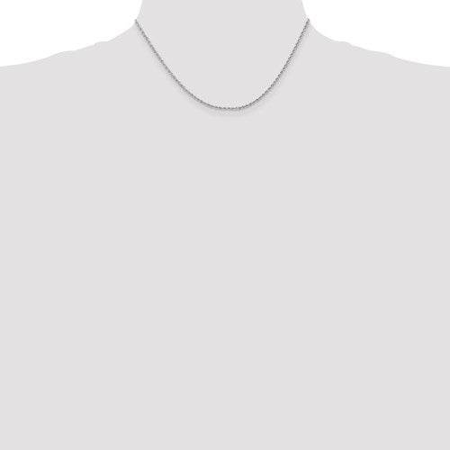 14k White Gold 1.5mm Regular Rope Chain Available Sizes 7"-30"