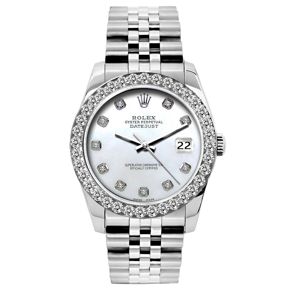 Rolex Datejust Diamond Watch, 26mm, Stainless SteelBracelet Blue Mother of Pearl Dial w/ Diamond Bezel
