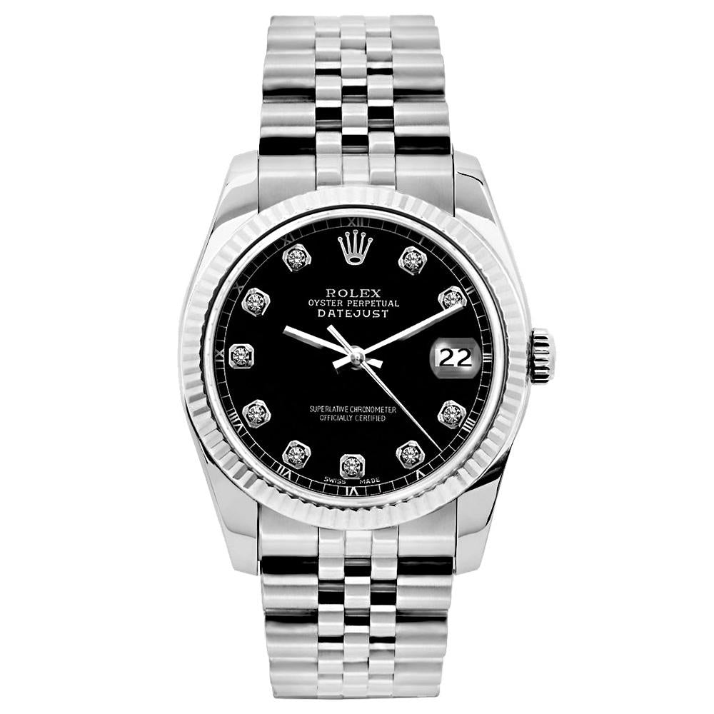 Rolex Datejust 26mm Stainless Steel Bracelet Black Roman Dial