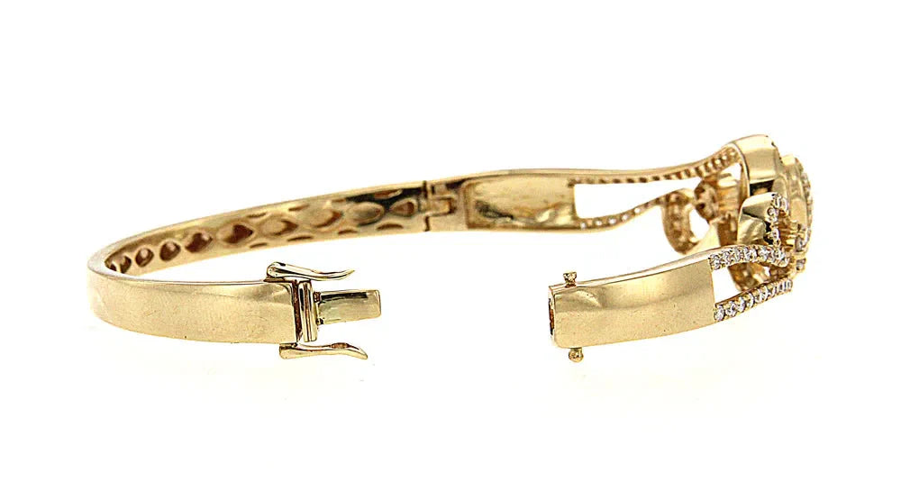 14K GOLD ROUND CUT DIAMONDS HEART BRACELET 2.00 CT