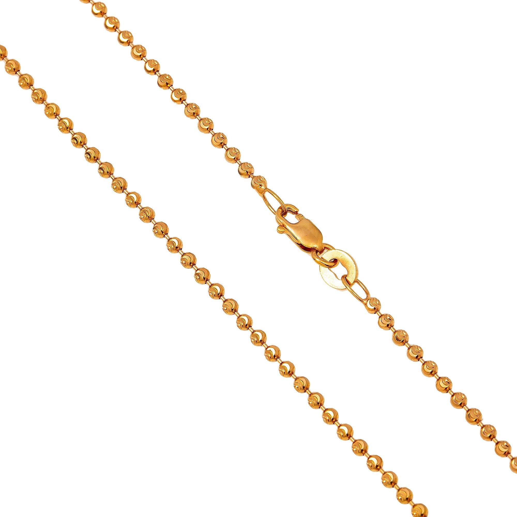 10K Rose Gold 1.73mm Moon Bead Chain Available In Sizes 18"-26"