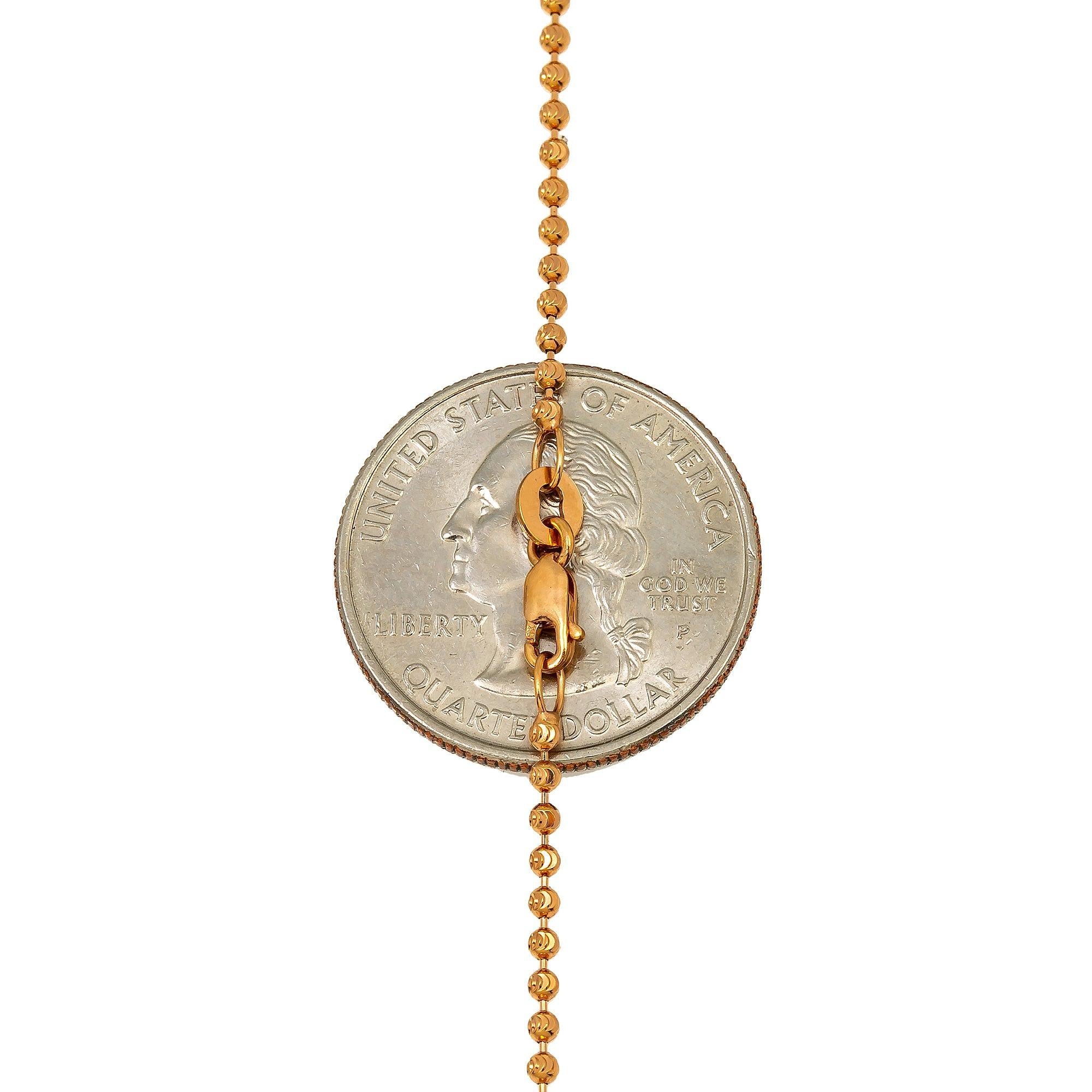 10K Rose Gold 1.73mm Moon Bead Chain Available In Sizes 18"-26"