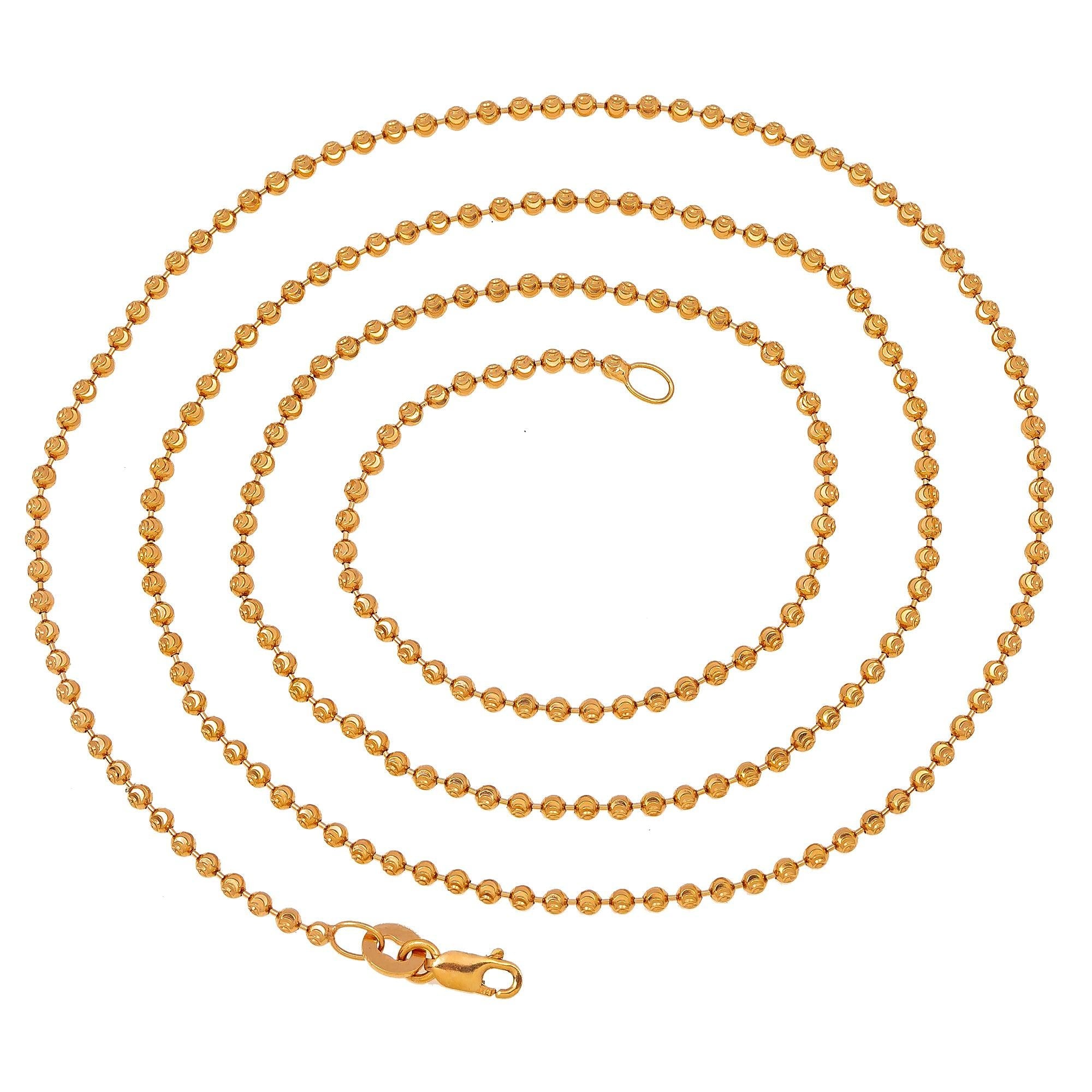 10K Rose Gold 1.73mm Moon Bead Chain Available In Sizes 18"-26"