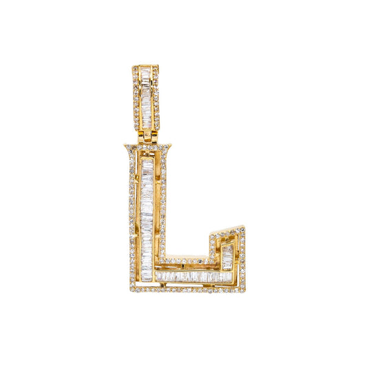 UNISEX DIAMOND INITIAL L PENDANT WITH 0.95CT DIAMONDS