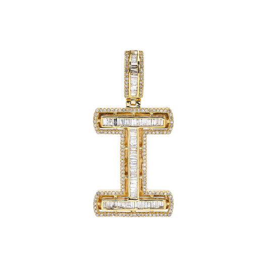 14K GOLD AND DIAMOND INITIAL "I" PENDANT 1.00 CT