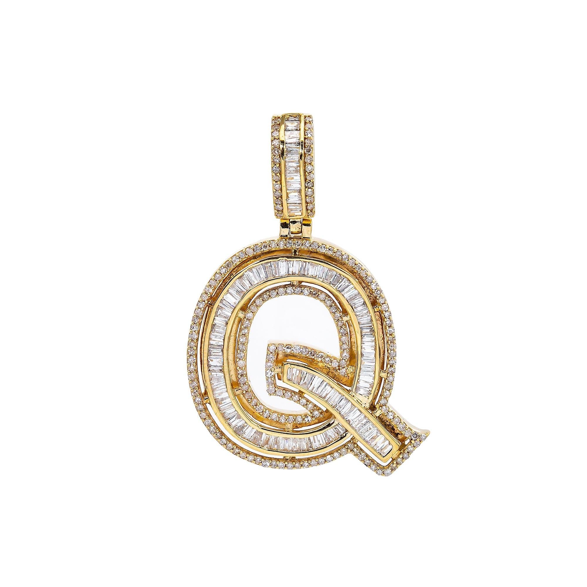 UNISEX DIAMOND INITIAL Q PENDANT WITH 1.38CT DIAMONDS