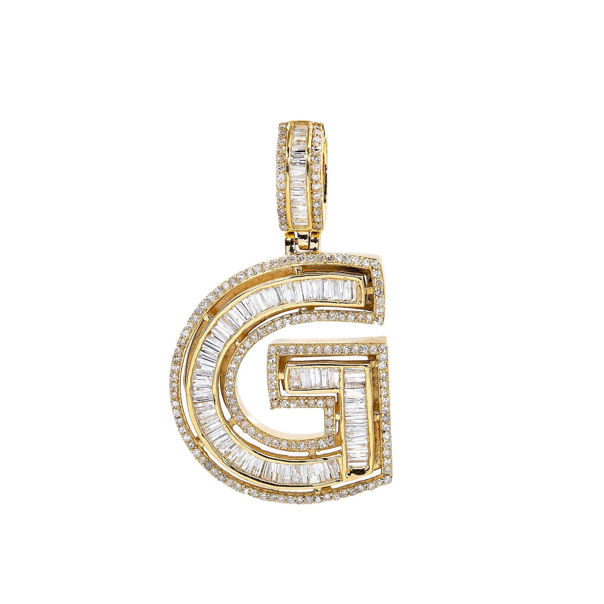 14k DIAMOND INITIAL G PENDANT WITH 1.38CT DIAMONDS