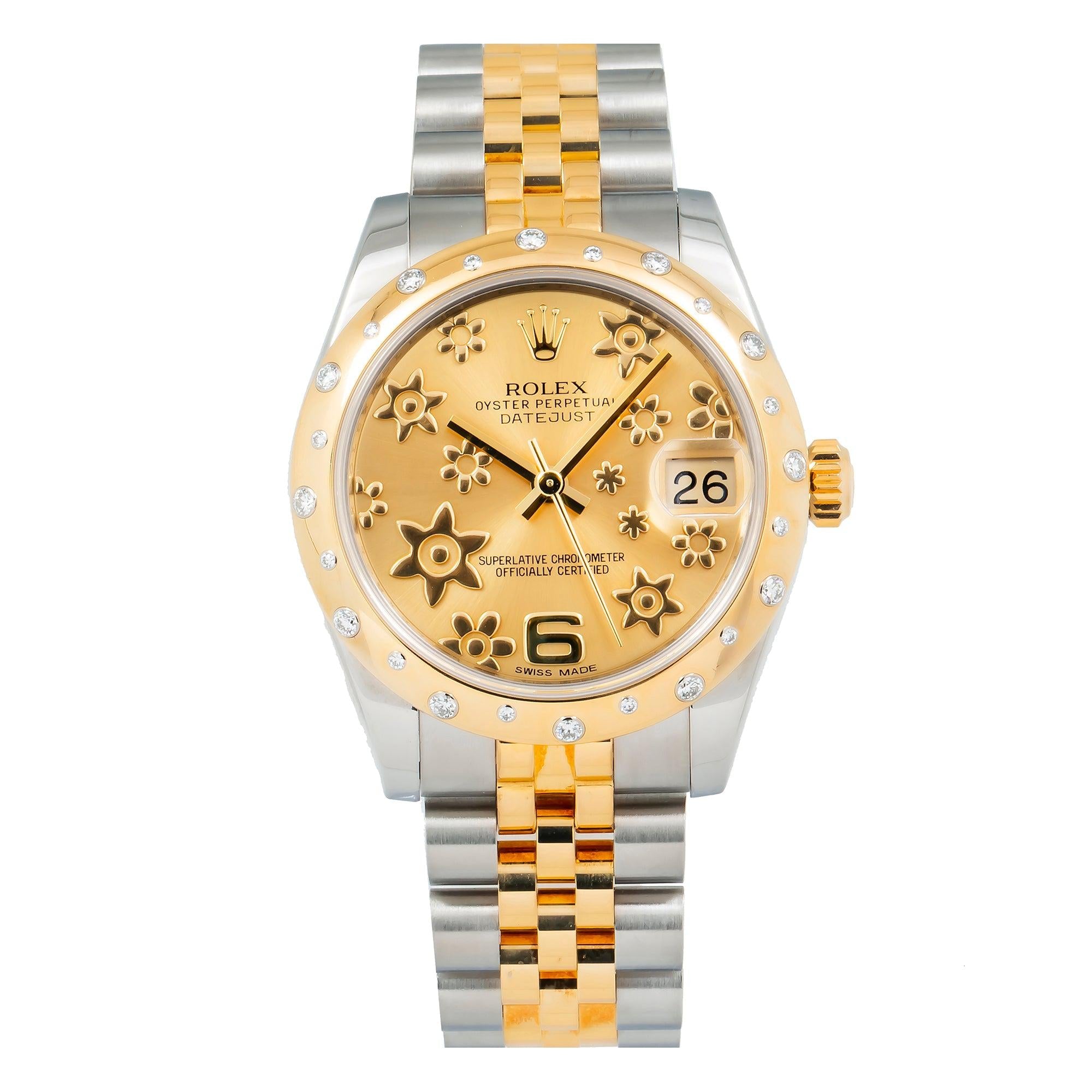 Rolex Datejust 178343 31MM Champagne Flower Dial With Two Tone Jubilee Bracelet