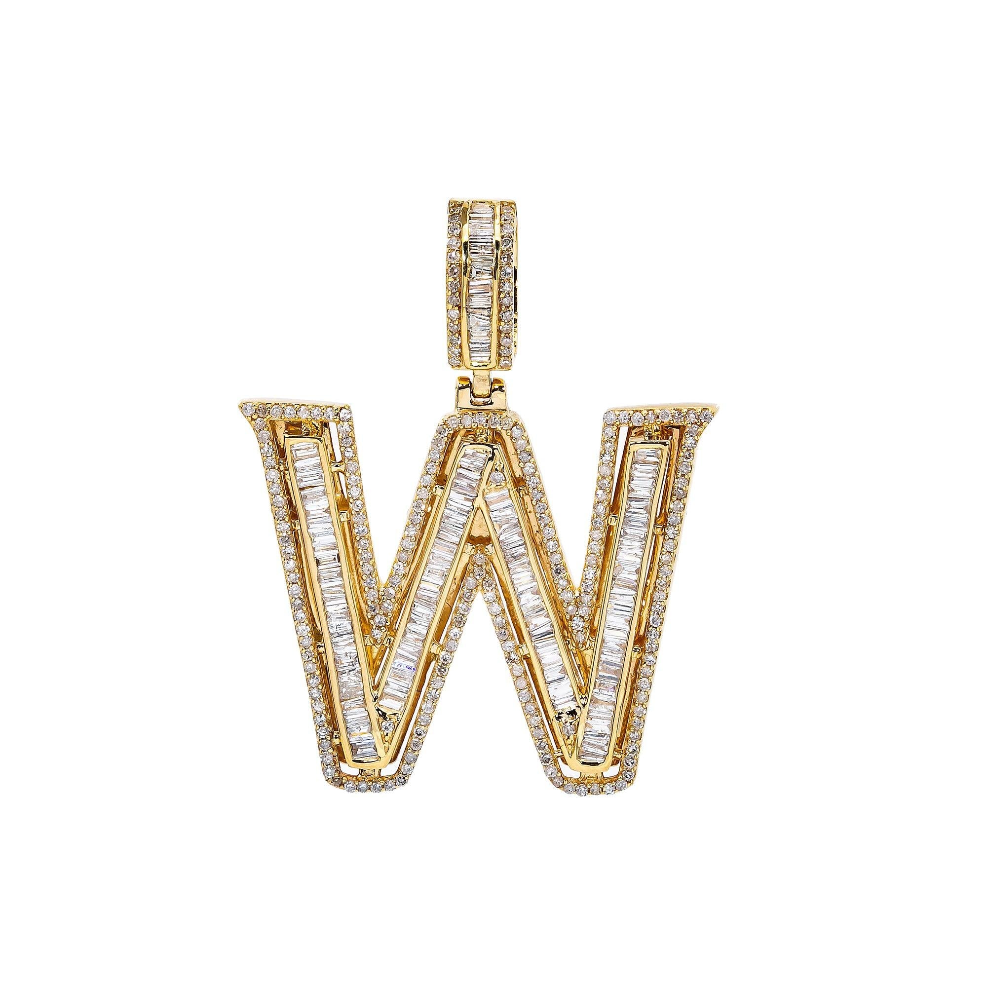 UNISEX DIAMOND INITIAL W PENDANT WITH 1.52CT DIAMONDS