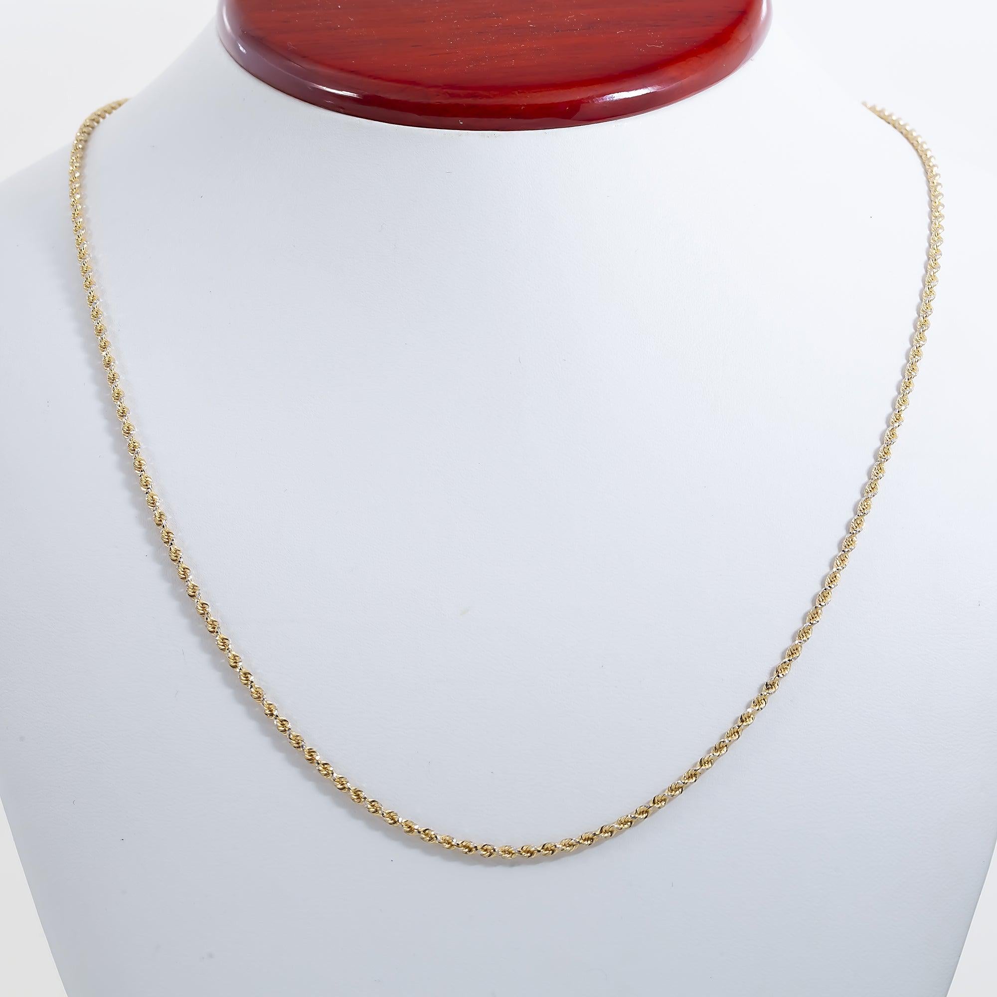 14K GOLD DIAMOND CUT 1.5MM SOLID ROPE CHAIN