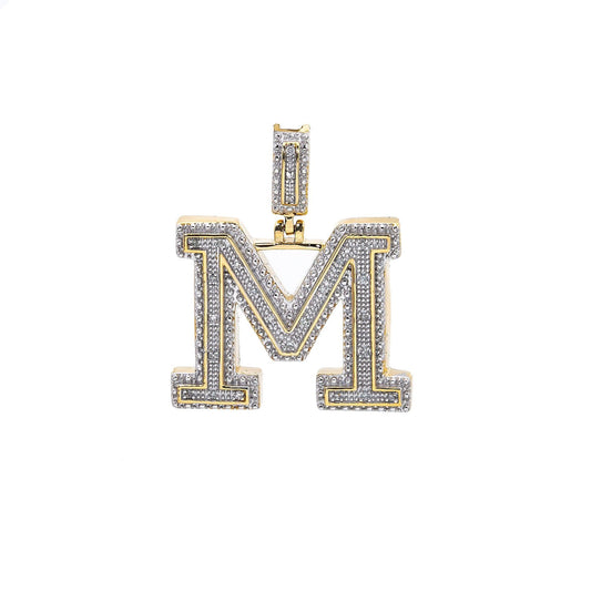 UNISEX DIAMOND INITIAL M PENDANT WITH 0.07 CT DIAMONDS