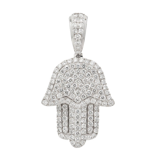 14K GOLD DIAMOND HAMSA PENDANT 4 CT
