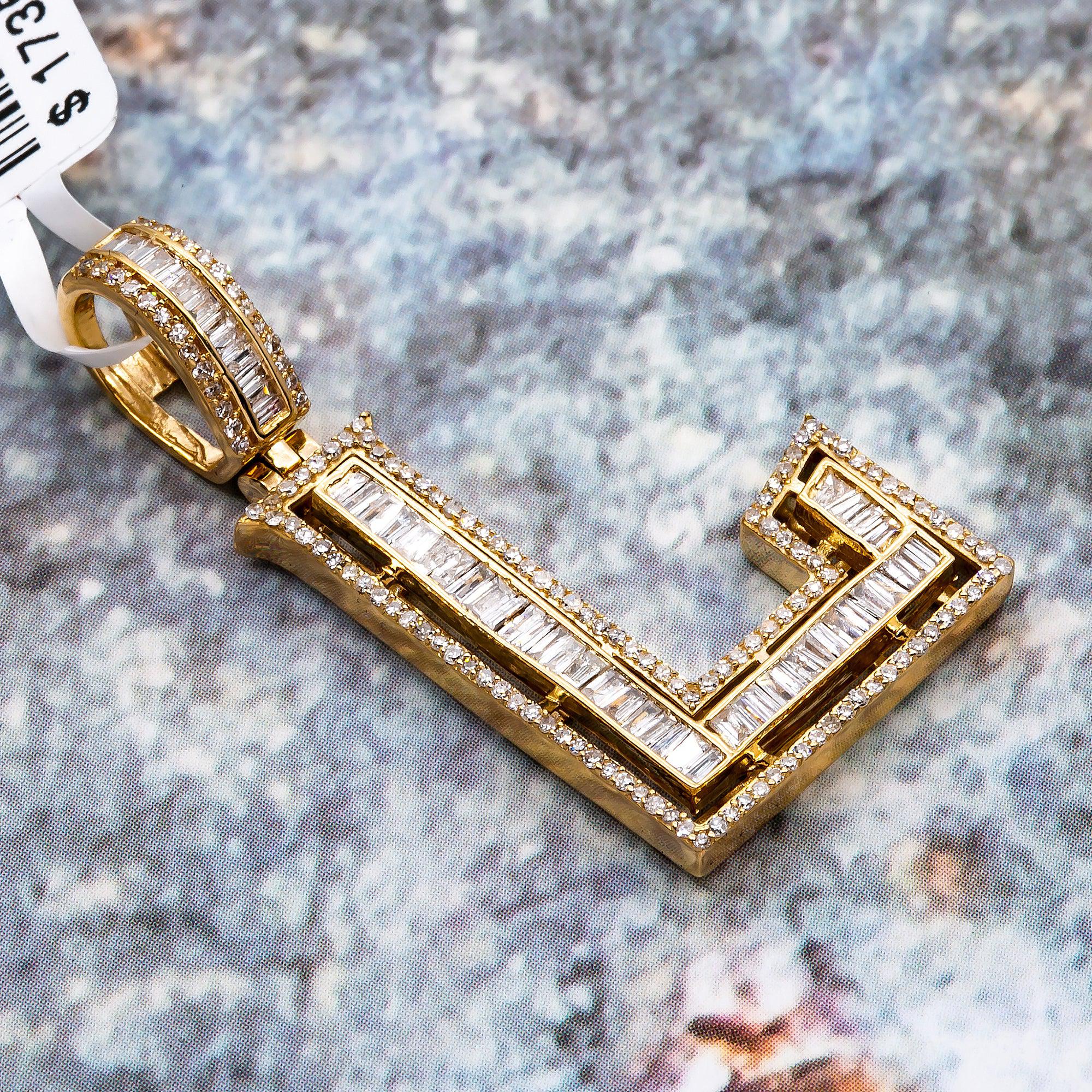 UNISEX DIAMOND INITIAL L PENDANT WITH 0.95CT DIAMONDS