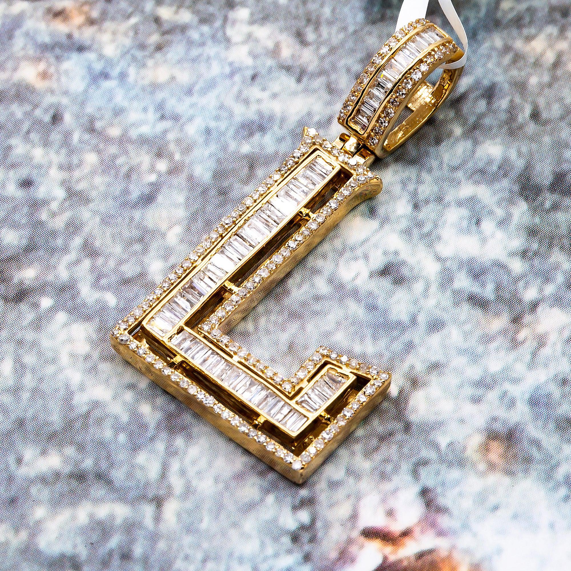 UNISEX DIAMOND INITIAL L PENDANT WITH 0.95CT DIAMONDS