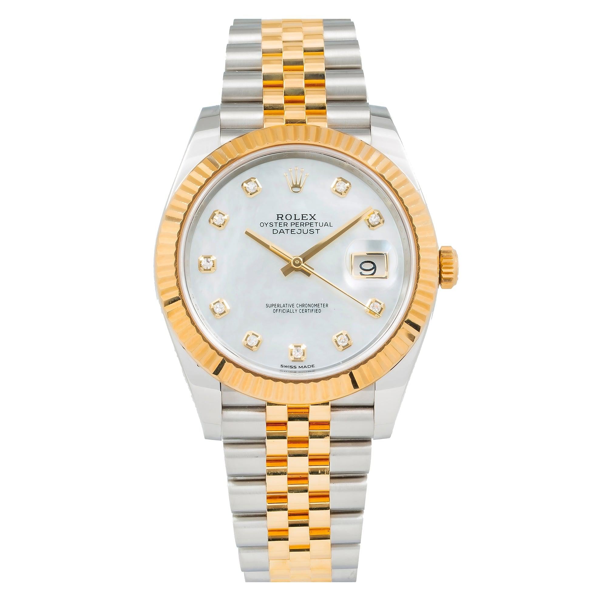 Rolex Datejust 126333 41MM Factory Mother Of Pearl Diamond Dial With Two Tone Jubilee Bracelet