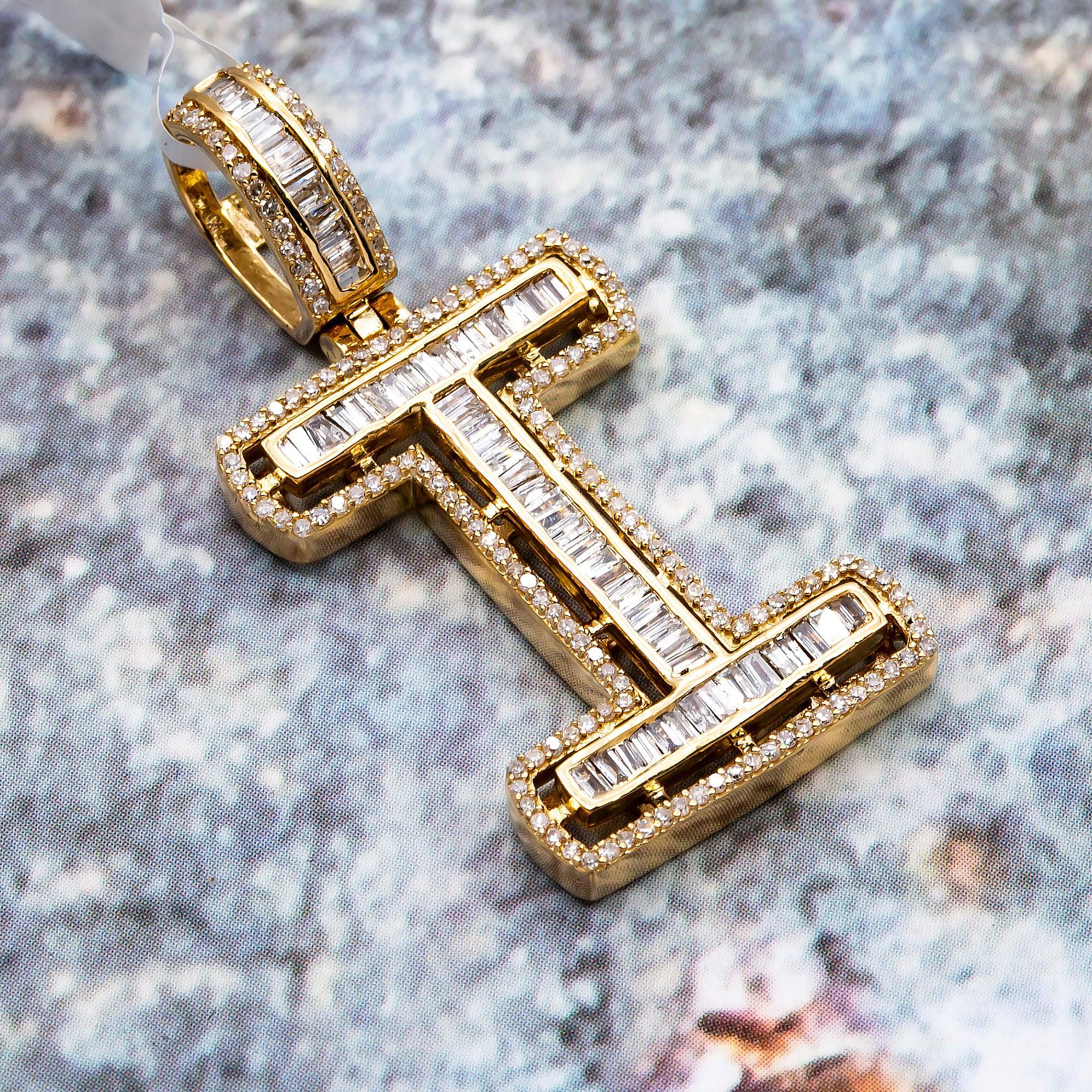 14K GOLD AND DIAMOND INITIAL "I" PENDANT 1.00 CT