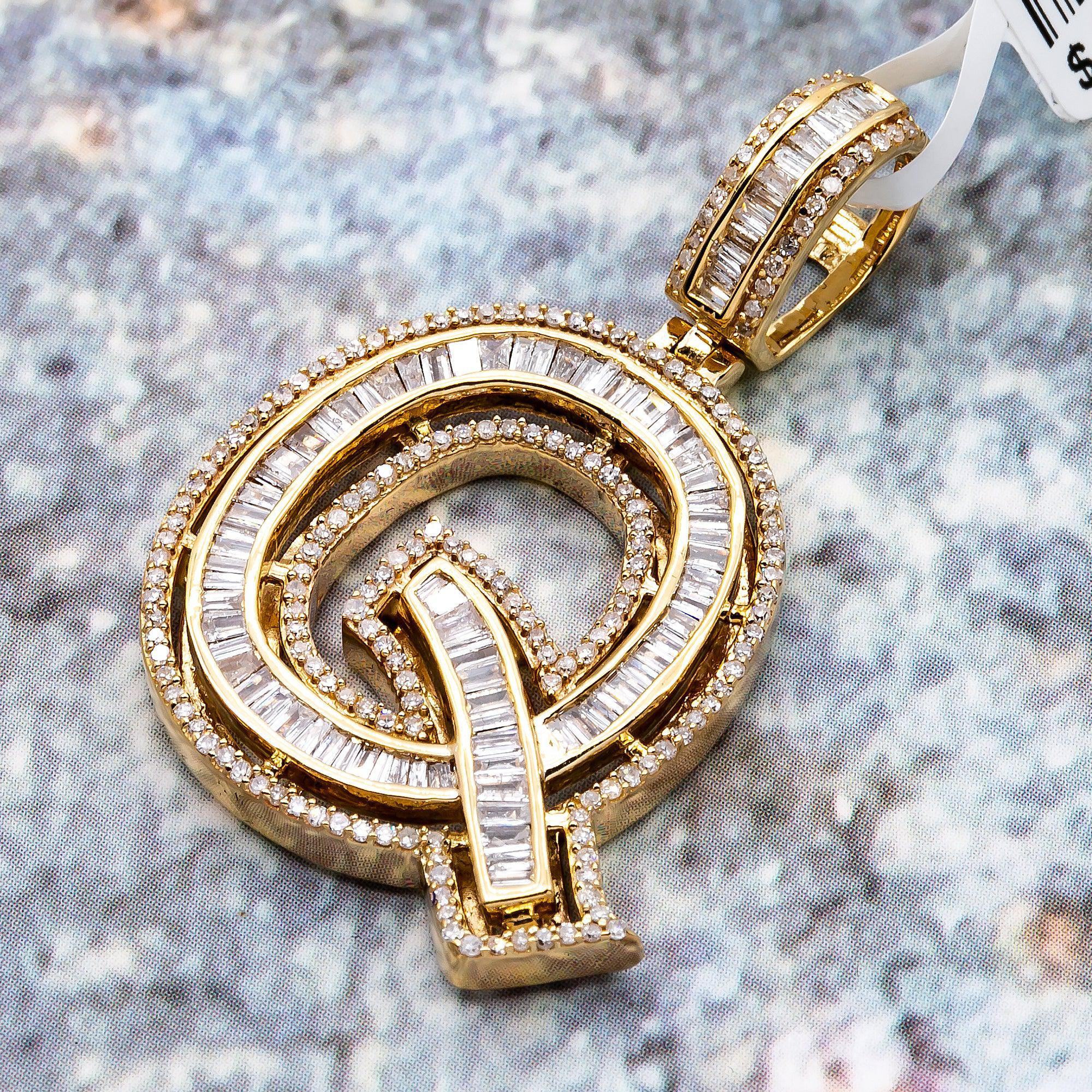 UNISEX DIAMOND INITIAL Q PENDANT WITH 1.38CT DIAMONDS