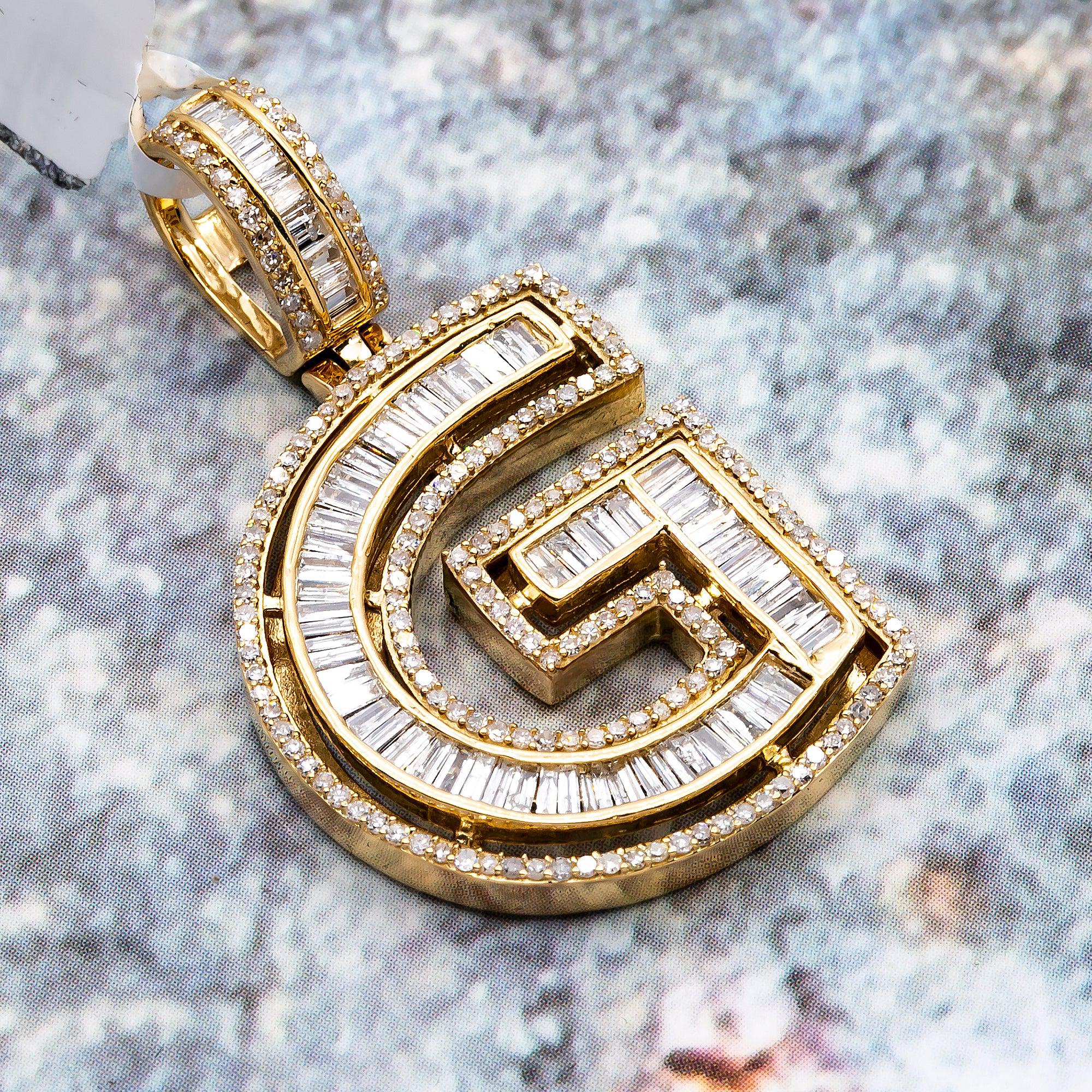 14k DIAMOND INITIAL G PENDANT WITH 1.38CT DIAMONDS