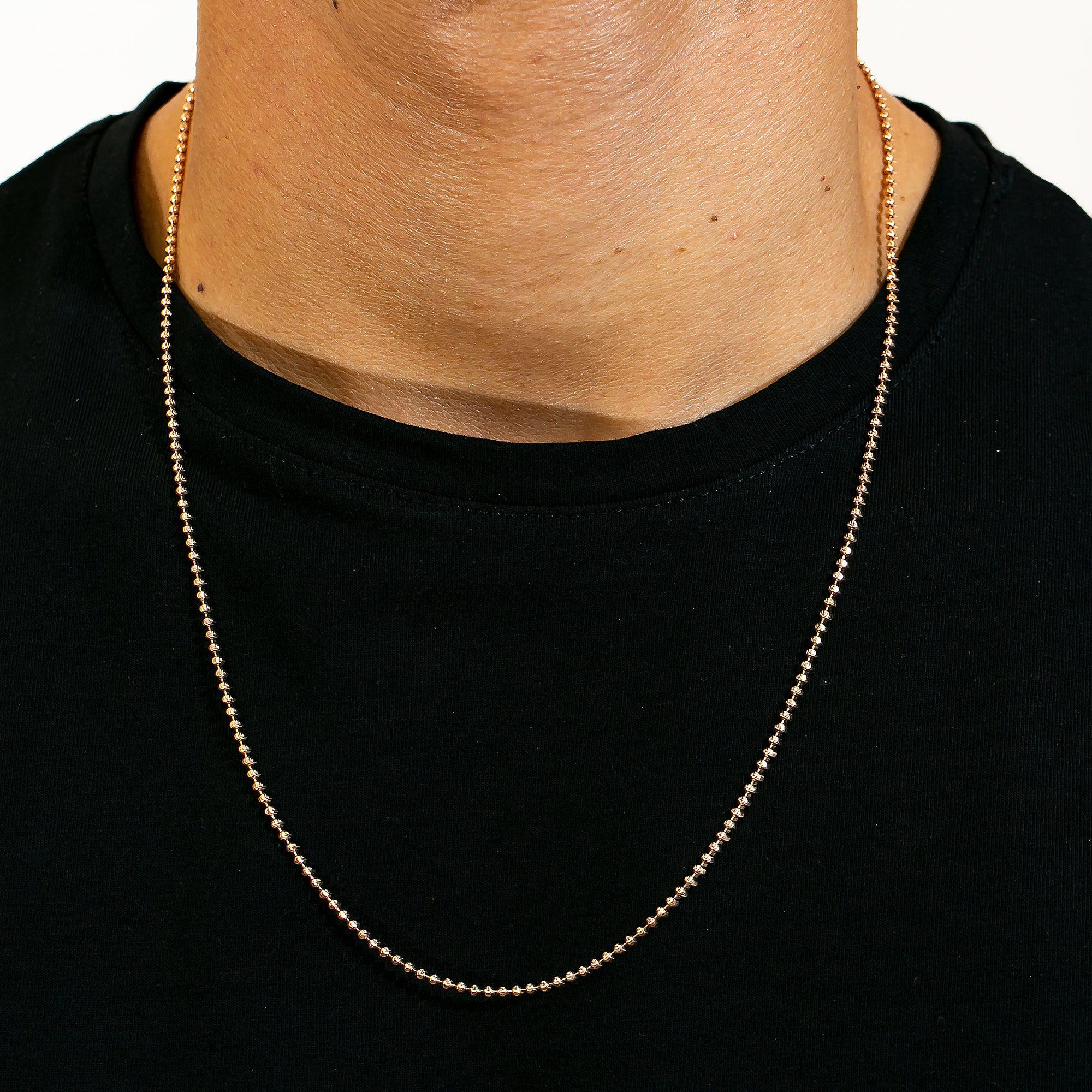 10K Rose Gold 1.73mm Moon Bead Chain Available In Sizes 18"-26"