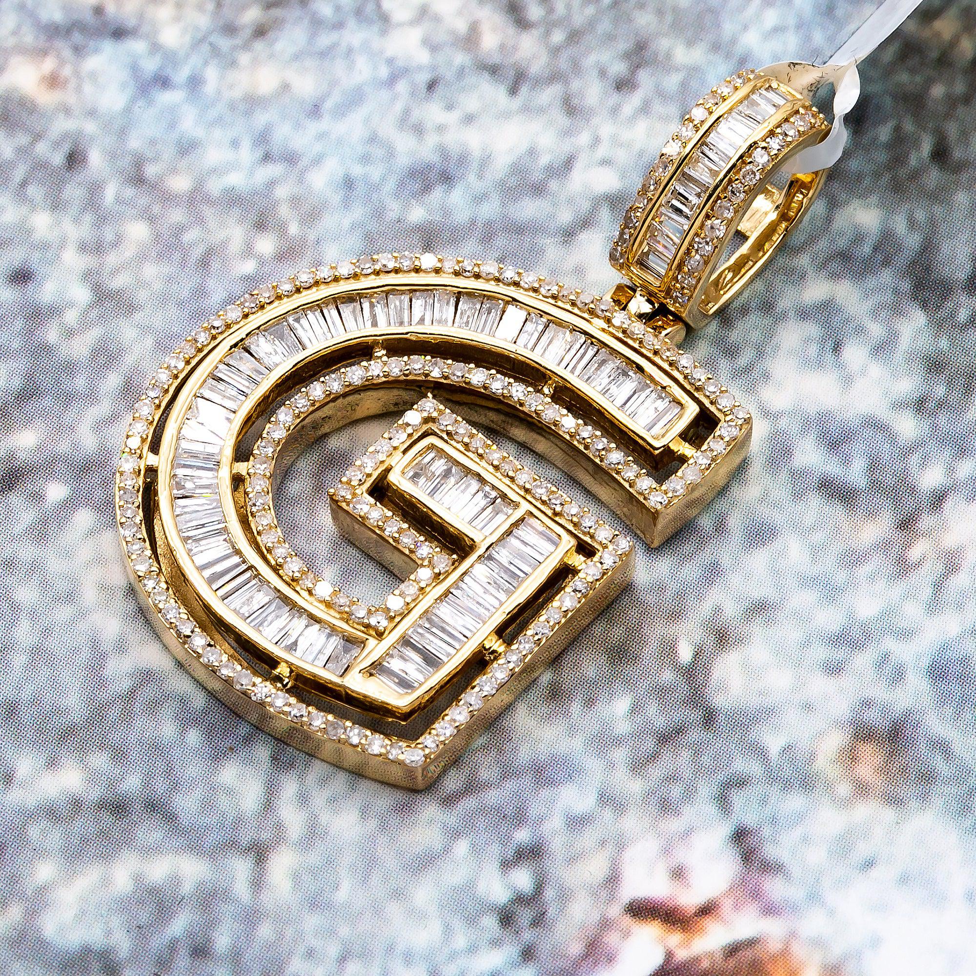 14k DIAMOND INITIAL G PENDANT WITH 1.38CT DIAMONDS