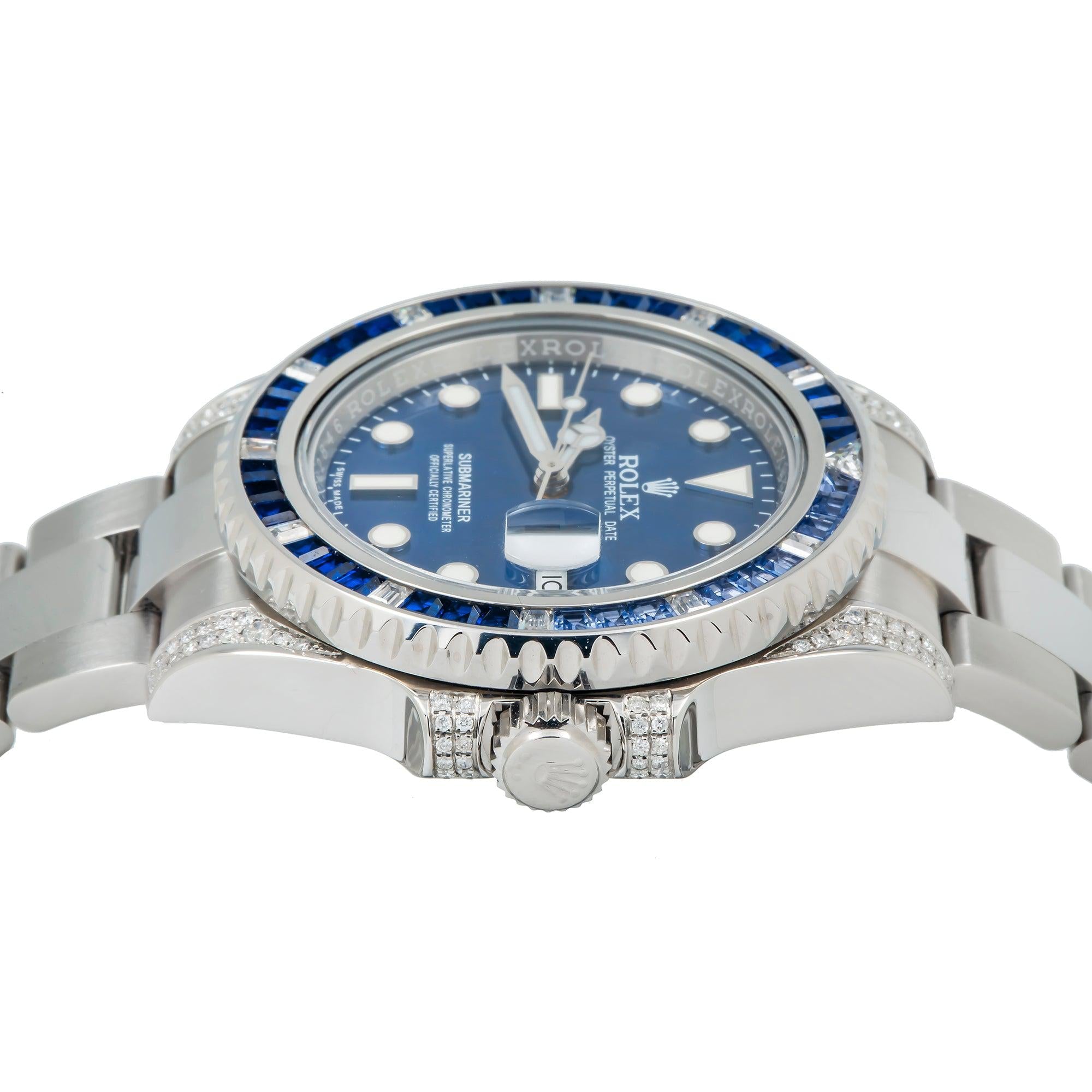 Rolex Submariner Date 116610LN 40MM Blue Dial With Diamond Lugs And Bezel